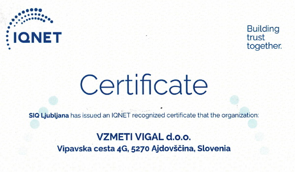 Mednarodni certifikat IQNet 