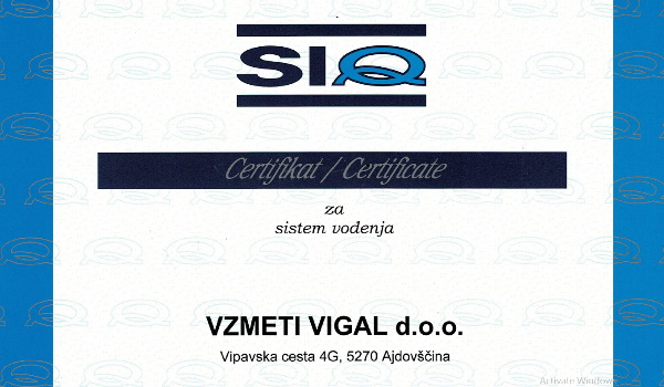 Prejeli smo certifikat SIQ